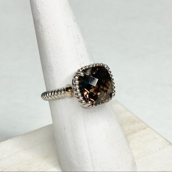 14K EMA Signed Smoky Topaz Quartz & Sterling Ring Size 7 LIKE NEW - Picture 6 of 16